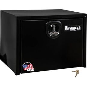 Buyers Products 1732505 Textured Black Matte Steel Underbody Truck Box With 3-Point Compression Latch, 18 x 18 x 36 Inches, Made In The USA, Tool Box For Bed of Truck