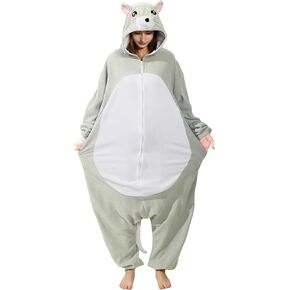 Adult Mouse Costume Rat Onesie Animal Pajamas Mouse Halloween Costumes Cartoon Cosplay Sleepwear for Women Men