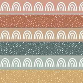 68 Ft Boho Bulletin Board Borders Boho Rainbow Border Trims Retro Groovy Classroom Decorations Boho Polk Dot Border for Boho Classroom Pastel Smile Hippe Preppy Checkered Classroom Decor(Cute Boho)