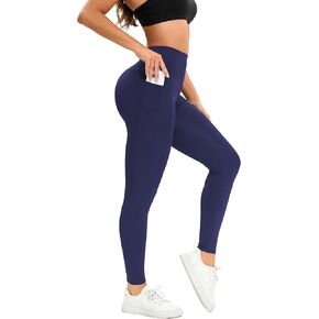High Waisted Yoga Leggings with Pocket, Tummy Control Workout Running Yoga Pants for Women in Kuwait