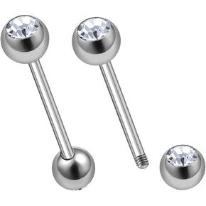 2Pcs Steel 18g 5/16 8mm barbell earring stud Piercing Jewelry Cartilage Tragus Helix Rook Daith 3mm Crystal Ball More Choices