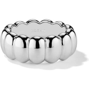 NOKMIT Chunky Gold Statement Rings for Women 14K Gold Silver Tone Cute Puffy Dome Croissant Thumb Band High Polished Smooth Comfort Fit Size 5-10