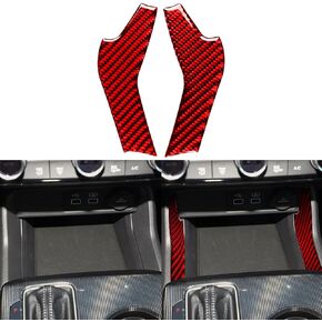 Real Carbon Fiber Compatible with Honda 11th Gen Civic 2022 2023 2024 Sport/Si/LX/Type R Sedan Hatchback Car Dash AC Panel Dashboard Cover Interior Trim Accessories Red