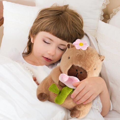 زهرة كابيبارا القطيفة، لطيف كابيبارا وسادة قطيفة Kawaii زهرة محشوة أنياملز كابيبارا بلاشيز لعب هدايا للأطفال 11 بوصة in Kuwait
