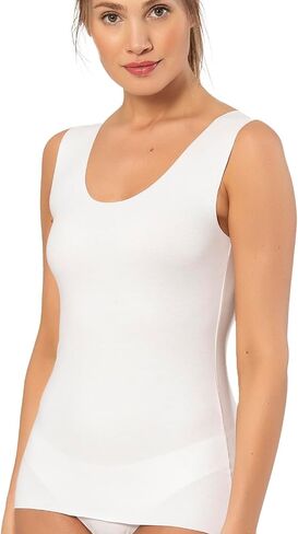 VAVONNE Pima Cotton Tank Tops for Women, Laser Cut Basic Scoop Neck Camisole Undershirt in Kuwait