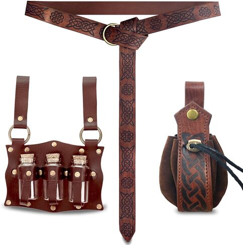 IncreDecor Renaissance Accessories with Renaissance Belt Medieval Embossed Belt Pouch Leather Bracers for Halloween Cosplay in Saudi Arabia