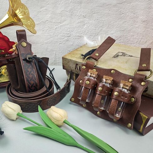 IncreDecor Renaissance Accessories with Renaissance Belt Medieval Embossed Belt Pouch Leather Bracers for Halloween Cosplay in Saudi Arabia