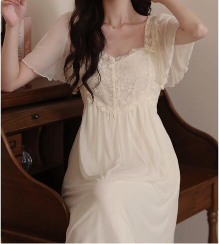 فستان نوم الأميرة للسيدات، ثوب نوم فيكتوري، ملابس نوم PJS Lounger Babydoll Chemes Sleepshirt Nighties in Kuwait