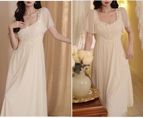 فستان نوم الأميرة للسيدات، ثوب نوم فيكتوري، ملابس نوم PJS Lounger Babydoll Chemes Sleepshirt Nighties in Kuwait