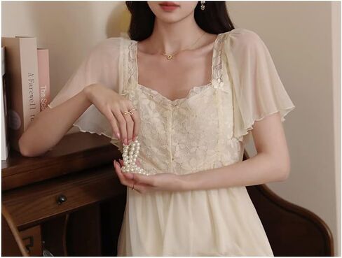 فستان نوم الأميرة للسيدات، ثوب نوم فيكتوري، ملابس نوم PJS Lounger Babydoll Chemes Sleepshirt Nighties in Kuwait