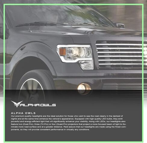 Alpha Owls 8711521 Projector Headlights With Switchback Sequential LED Bar & Startup Light - Chrome Amber Fits 2009-2014 Ford F150 Halogen Models in Saudi Arabia