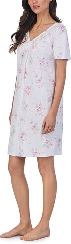 Carole Hochman Pajamas for Women Summer Floral Cotton Knit Lightweight 36" Flutter Sleeve Short Nightgown in Saudi Arabia