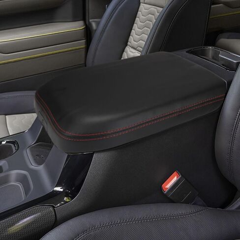 LEXLEY Center Console Pad Armrest Box Cover Leather Protector Covers For 2024 Chevy Silverado&GMC Sierra 2500HD 3500HD,2024 Silverado&Sierra 1500,Bucket Seats ONLY-Black Stitches in Saudi Arabia