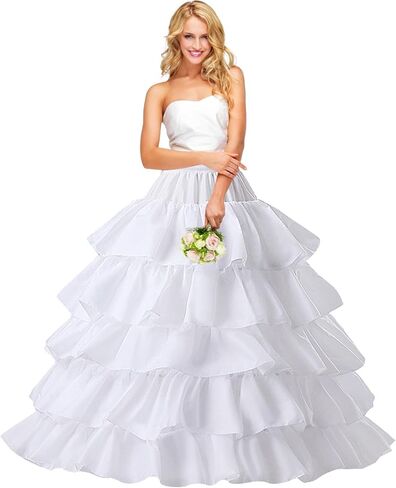 Petticoats for Women 4 Hoop Skirt 5 Layers Ball Gown Half Slips Crinoline Underskirt for Wedding Party Prom in Saudi Arabia