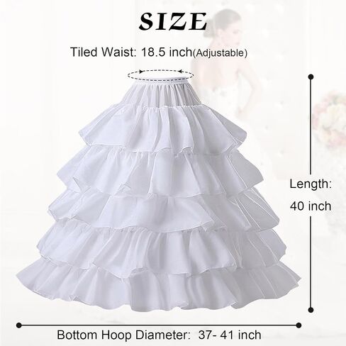 Petticoats for Women 4 Hoop Skirt 5 Layers Ball Gown Half Slips Crinoline Underskirt for Wedding Party Prom in Saudi Arabia