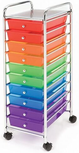 عربة تخزين لتنظيم الأدوات المساعدة من إشبيلية كلاسيكس للمكتب المنزلي والمدرسة والفصول الدراسية ودفتر القصاصات والهوايات والحرف اليدوية و15 درجًا باللون الأسود in Kuwait