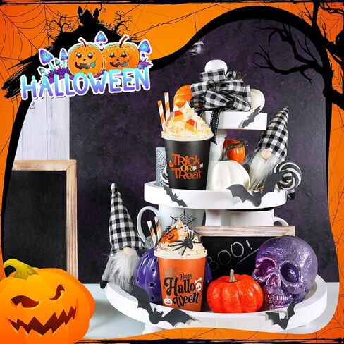 2 حزمة سقوط صينية ديكور مع أكواب كريمة مخفوقة صناعية ديكورات الخريف قطعة مركزية لطاولة الخريف ديكور المطبخ صينية اليقطين لتزيين رف الخريف ديكور مزرعة الخريف in Kuwait