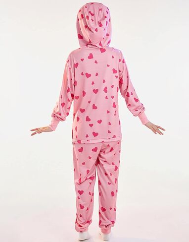 بدلة نوم نسائية من Haikyuu بتصميم أنمي نيسيي بيجامة مع قلنسوة بذلة Kigurumi ملابس نوم ملابس منزلية مطبوعة على شكل قلب قرش وردي in Kuwait