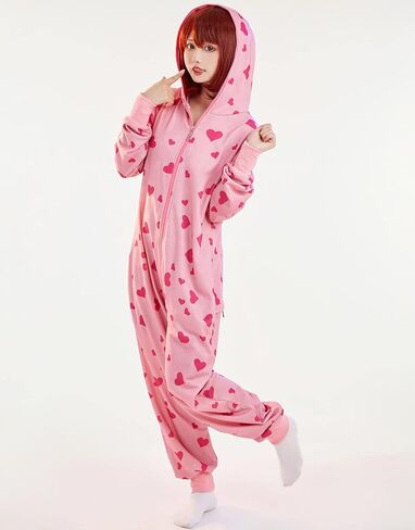 بدلة نوم نسائية من Haikyuu بتصميم أنمي نيسيي بيجامة مع قلنسوة بذلة Kigurumi ملابس نوم ملابس منزلية مطبوعة على شكل قلب قرش وردي in Kuwait
