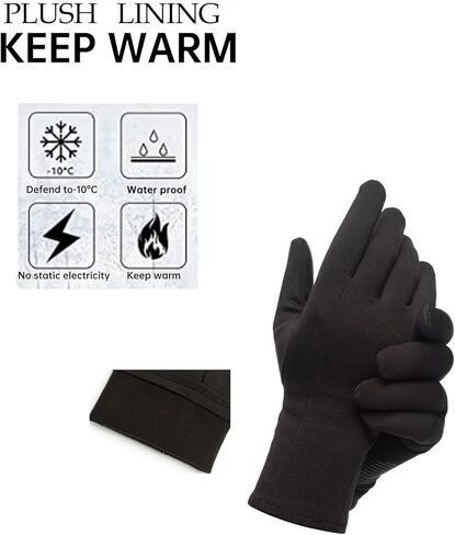 قفازات شتوية مقاومة للرياح من YAMEIZE تعمل باللمس - قفازات دافئة مضادة للانزلاق مناسبة للرجال والنساء والجري والقيادة وركوب الدراجات والعمل in Kuwait