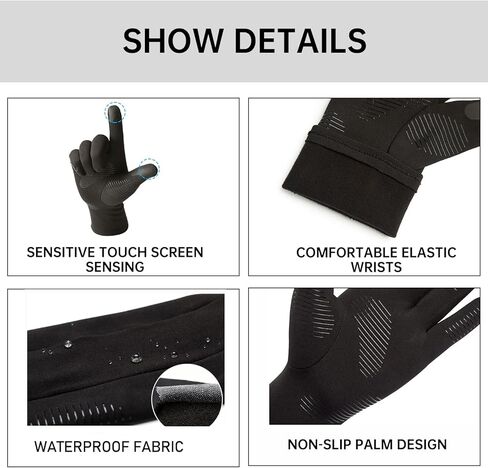 قفازات شتوية مقاومة للرياح من YAMEIZE تعمل باللمس - قفازات دافئة مضادة للانزلاق مناسبة للرجال والنساء والجري والقيادة وركوب الدراجات والعمل in Kuwait
