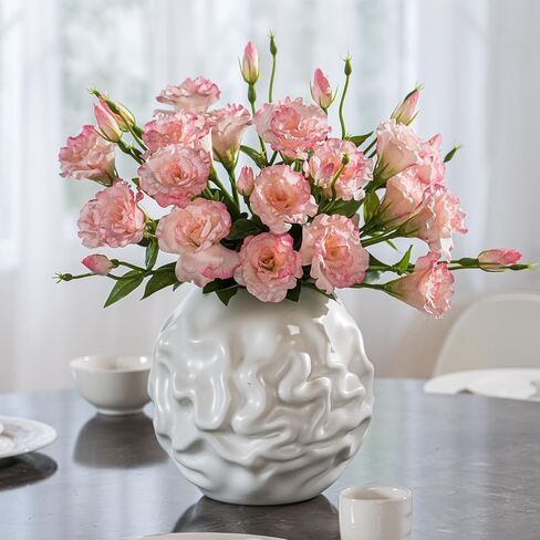 10PCS Lifelike Silk Flowers Artificial Flowers Indoor Fake Lisianthus Flower Table Centerpiece Faux Flowers Fake Eustoma Flower Long Stem Faux Flowers for Wedding Home Decor in Saudi Arabia