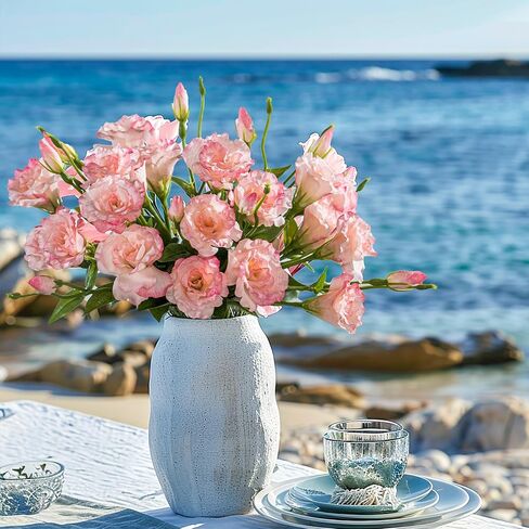 10PCS Lifelike Silk Flowers Artificial Flowers Indoor Fake Lisianthus Flower Table Centerpiece Faux Flowers Fake Eustoma Flower Long Stem Faux Flowers for Wedding Home Decor in Saudi Arabia