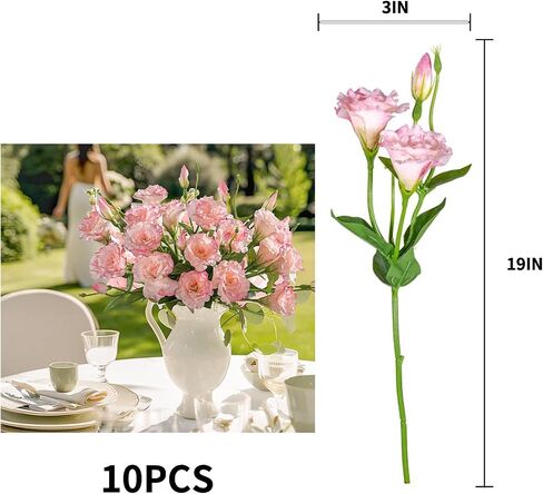 10PCS Lifelike Silk Flowers Artificial Flowers Indoor Fake Lisianthus Flower Table Centerpiece Faux Flowers Fake Eustoma Flower Long Stem Faux Flowers for Wedding Home Decor in Saudi Arabia