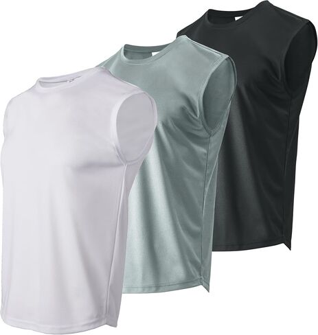 Mens Tank Top Workout - Sleeveless Quick Dry Running Sports Gym Fitness Shirts Plain Muscle Tee in Saudi Arabia