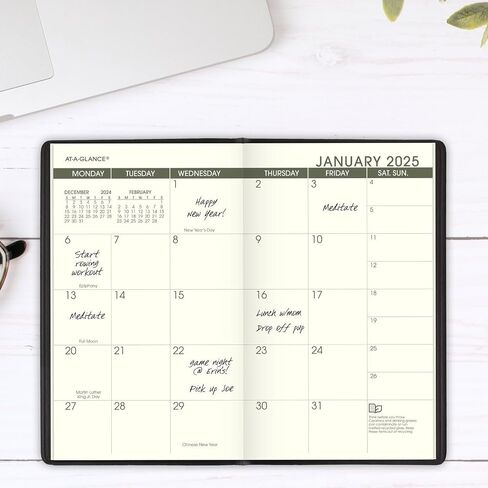 AT-A-GLANCE 2025-2026 Planner, 3-1/2" x 6", Pocket Size, 2 Year Monthly Planner, Black (700240525) in Saudi Arabia