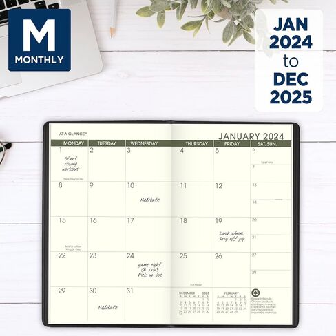 مخطط AT-A-GLANCE 2025-2026، 3-1/2 بوصة × 6 بوصة، حجم الجيب، مخطط شهري لمدة عامين، أسود (700240525) in Saudi Arabia
