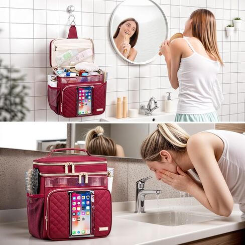 Large Toiletry Bag for Women Men,Bathroom Bag,Water Resistant Portable Shower Caddy for College Dorm,Hanging Toiletry Bags for Traveling,Gym Camping Cruise Ship Travel Essentials Shower Bag in Kuwait