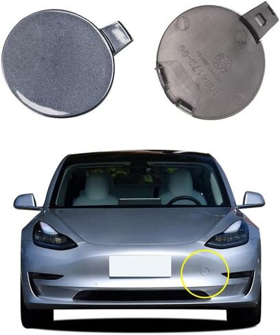 غطاء خطاف سحب المصد الأمامي للسيارة متوافق مع طراز Tesla 3 2017 2018 2019 غطاء غطاء المقطورة 108417300E 1084173-00-E غطاء صغير لسحب غطاء العين باللون الأحمر من جانب السائق الأيسر in Kuwait