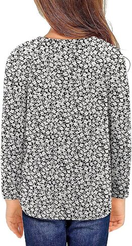 storeofbaby Girls Casual Long Sleeve Shirts Round Neck Tops Loose Fit Tunic Blouses in Saudi Arabia