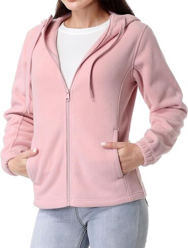 GIMECEN Women's Soft Polar Fleece Jacket Full Zip Hoodies Long Sleeve Sweatshirts Casual Hooded Outerwear in Saudi Arabia