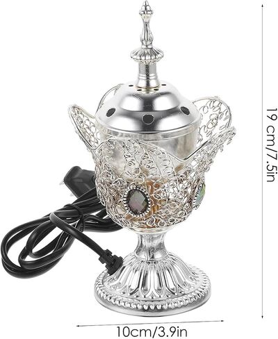 Electric Incense Burner Metal Incense Burner Holder Decoration Middle Eastern Style Bakhoor Burner for Home Office Bedroom Yoga Spa Tabletop Ornament (Gold) in Saudi Arabia