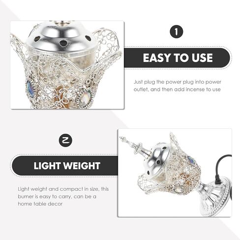 Electric Incense Burner Metal Incense Burner Holder Decoration Middle Eastern Style Bakhoor Burner for Home Office Bedroom Yoga Spa Tabletop Ornament (Gold) in Saudi Arabia