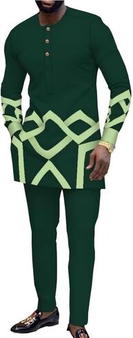 الملابس الأفريقية للرجال مجموعات Dashiki ملابس سليم صالح كم طويل الملابس الأفريقية ملابس رياضية الأفريقية غير رسمية in Kuwait