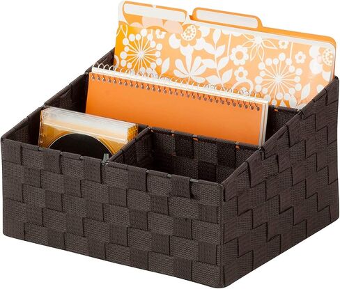 Honey-Can-Do OFC-03611 Woven Mail and File Desk Organizer, 12 x 10.25 x 7", Espresso Brown in Kuwait