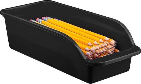 10 Pack – Plastic Shelf Bins, Closet Shelves Organization Trays, Office Desk Supplies Drawer Organizer, Tool Storage Nesting Container, Garage Hardware Baskets, Black in Saudi Arabia