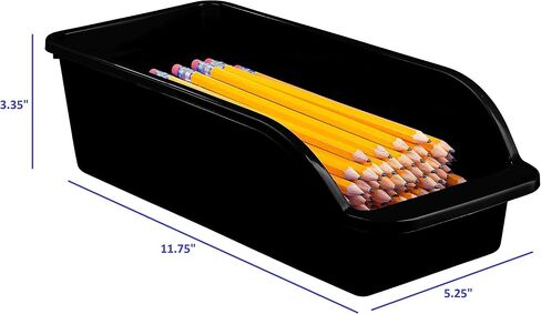 10 Pack – Plastic Shelf Bins, Closet Shelves Organization Trays, Office Desk Supplies Drawer Organizer, Tool Storage Nesting Container, Garage Hardware Baskets, Black in Saudi Arabia