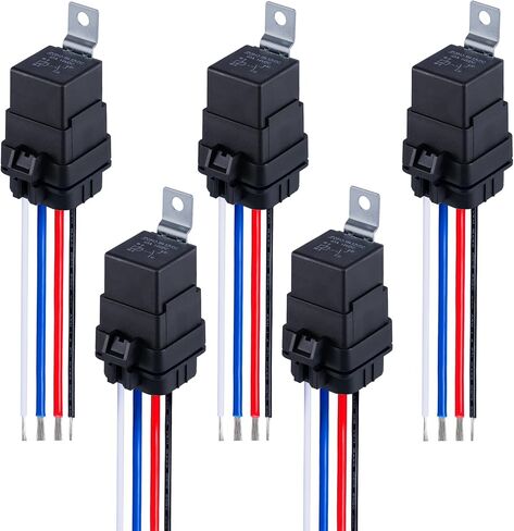 4-PIN 12V DC IP65 Waterproof Relay with Harness 40/30 AMP Relay Switch - Heavy Duty 12&16 AWG Tinned Copper Wires, SPST Automotive Relay Kit for Horns Starters Radiator Motor Fans, Pack of 1 in Saudi Arabia