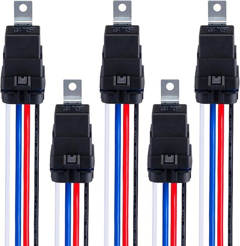 4-PIN 12V DC IP65 Waterproof Relay with Harness 40/30 AMP Relay Switch - Heavy Duty 12&16 AWG Tinned Copper Wires, SPST Automotive Relay Kit for Horns Starters Radiator Motor Fans, Pack of 1 in Saudi Arabia