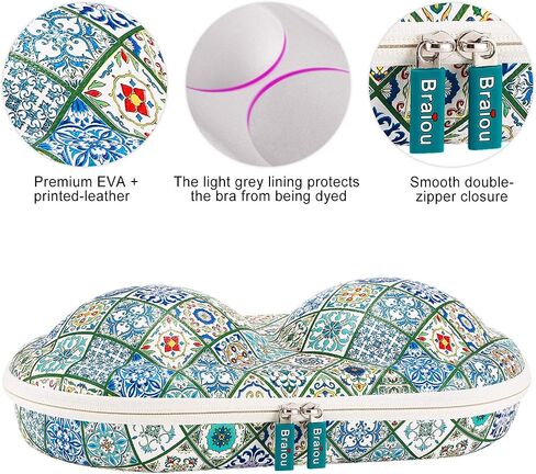 Premium Bra Case Lingerie Travel Bag Zip Underwear Organizer Bag for A-DD Cup (Green Plaid) in Saudi Arabia