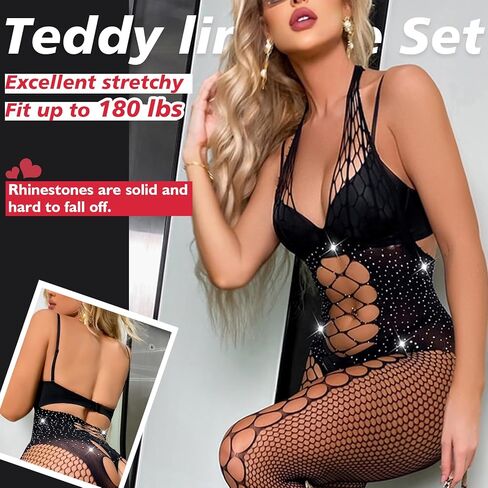 Sexy Lingerie for Women Naughty Fishnet Lingerie Set Bodysuit Erotic Teddy Sheer Mesh Outfits in Saudi Arabia