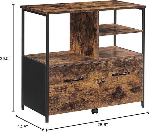 خزانة ملفات جانبية VASAGLE، بني ريفي + مكتب كمبيوتر أسود وعلى شكل حرف L، مكتب زاوية مقاس 58 بوصة للدراسة، محطة عمل للكتابة في المكاتب المنزلية، طاولة ألعاب، موفرة للمساحة، بني ريفي وأسود ULWD73X in Kuwait