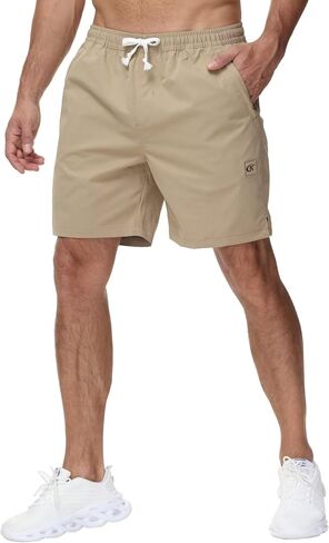 Yundobop Men's Casual 7 Inch Shorts Twill Drawstring Summer Beach Stretch Golf Shorts with Zipper Pockets in Kuwait