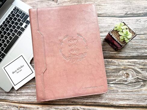 Vegan Leather Portfolio Organizer, Zippered Portfolio Binder Personalized Business Padfolio with Tablet Holder for A4 Letter Size Notepad & 13 Inch Laptop/Tablet - Black in Saudi Arabia