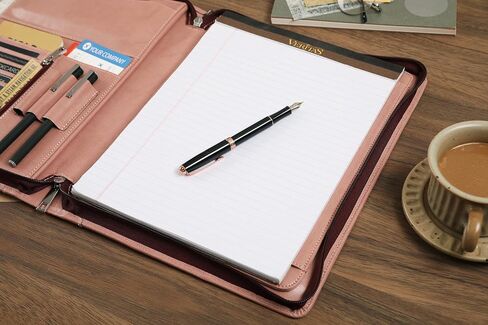 Vegan Leather Portfolio Organizer, Zippered Portfolio Binder Personalized Business Padfolio with Tablet Holder for A4 Letter Size Notepad & 13 Inch Laptop/Tablet - Black in Saudi Arabia