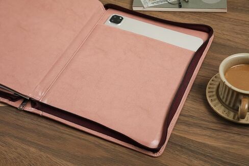 Vegan Leather Portfolio Organizer, Zippered Portfolio Binder Personalized Business Padfolio with Tablet Holder for A4 Letter Size Notepad & 13 Inch Laptop/Tablet - Black in Saudi Arabia